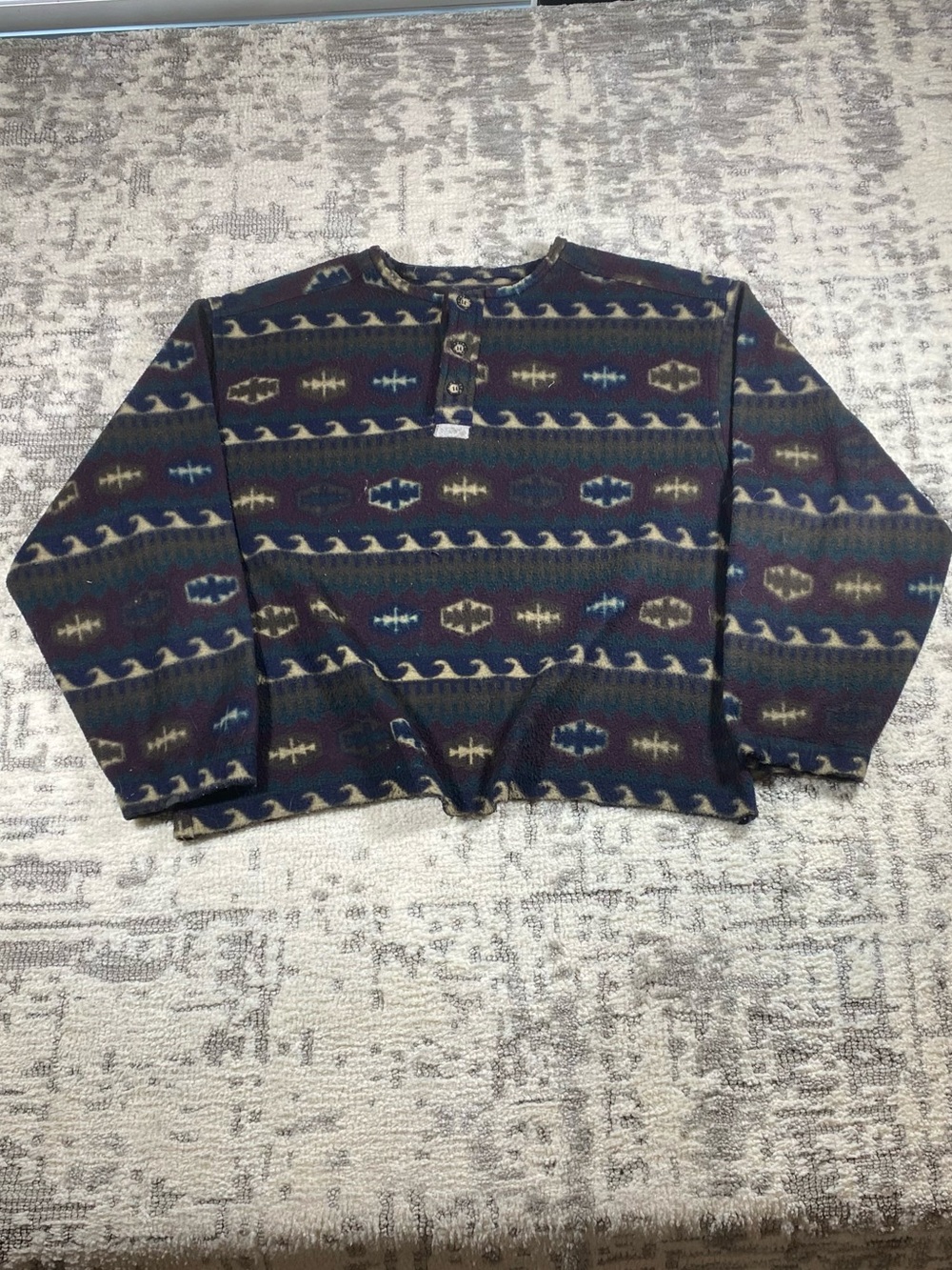 Vintage 90s Point Zero Aztec Pattern Fleece Henley
